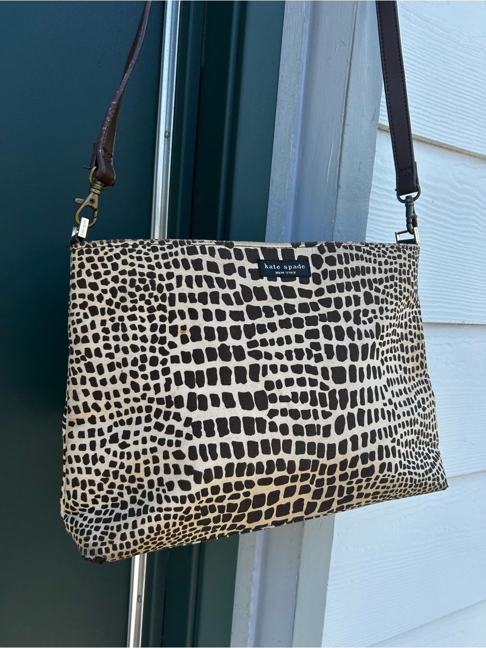 Y2K kate spade Black and Cream Printed Crossbody Bag